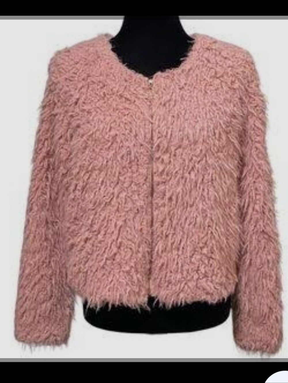 Candies Soft Pink Teddy Bear Cropped Jacket With Zipper L/XL